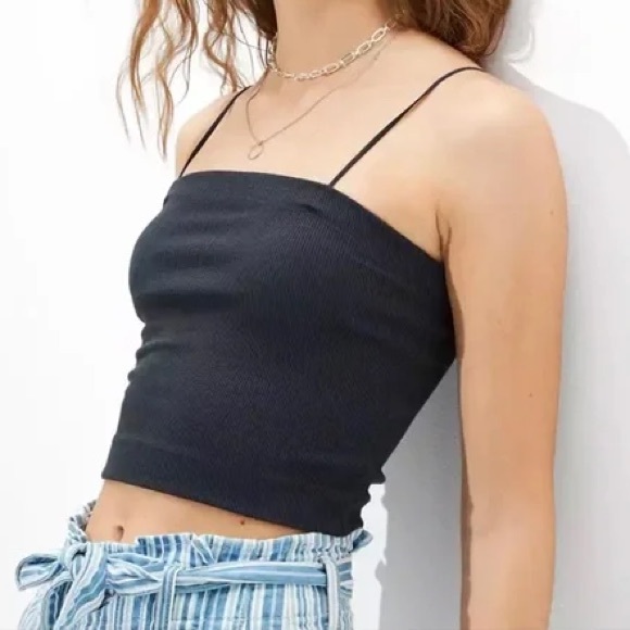 American Eagle Outfitters Tops - American Eagle ribbed black tub top with spaghetti straps | US M